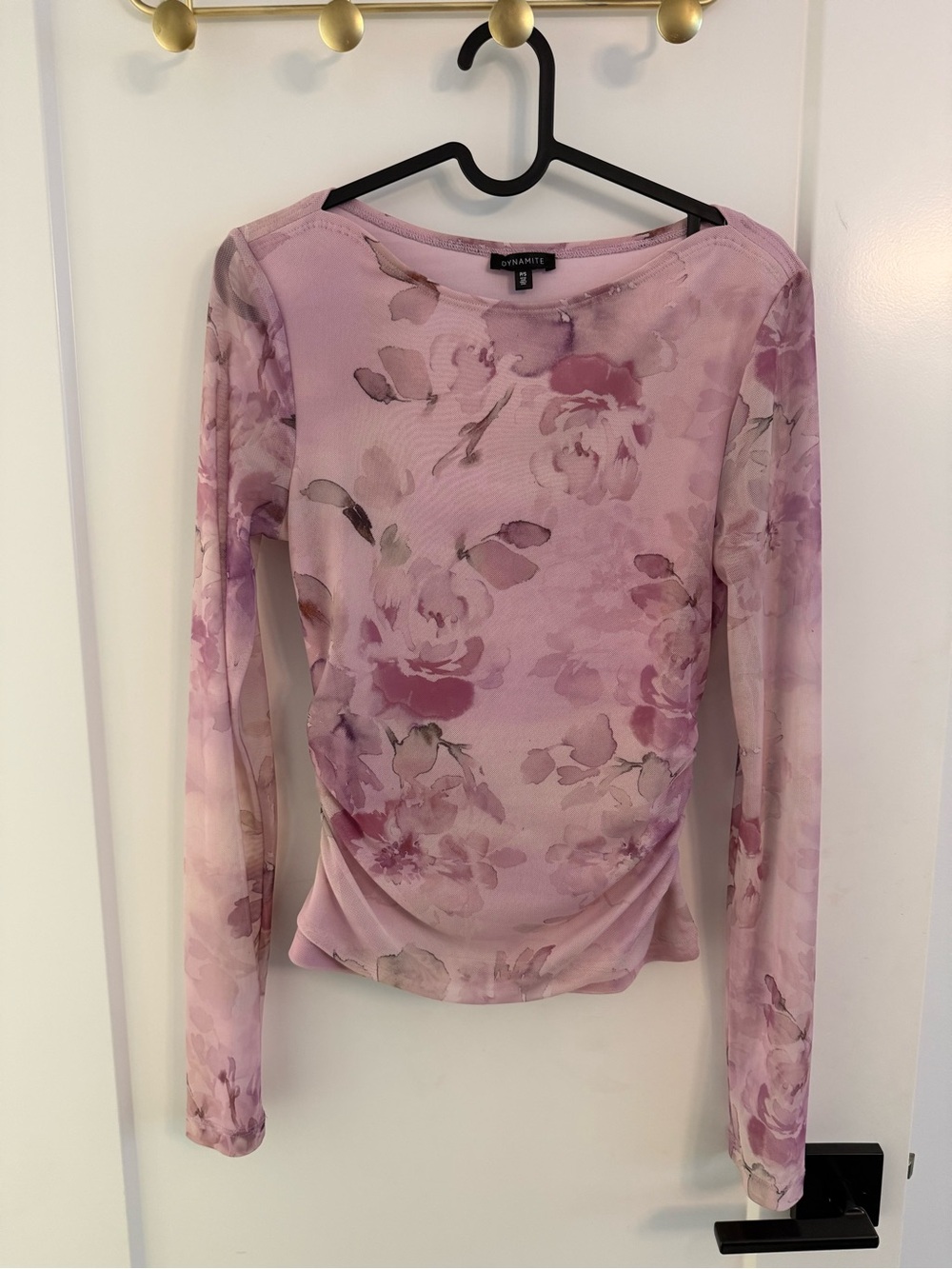 Dynamite Floral Long-Sleeve Scoop Neck Top